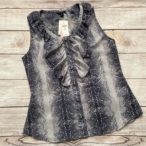 Banana Republic Factory Snake Print Blouse NWT Women’s Petite Small Gray